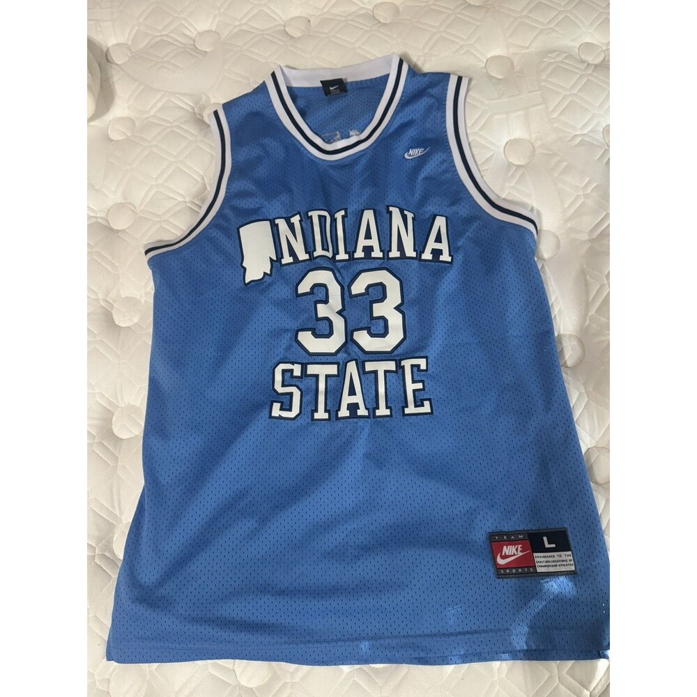 Larry Bird - Indiana State Sycamores #33 - Nike - Basketball Jersey Blue Size L